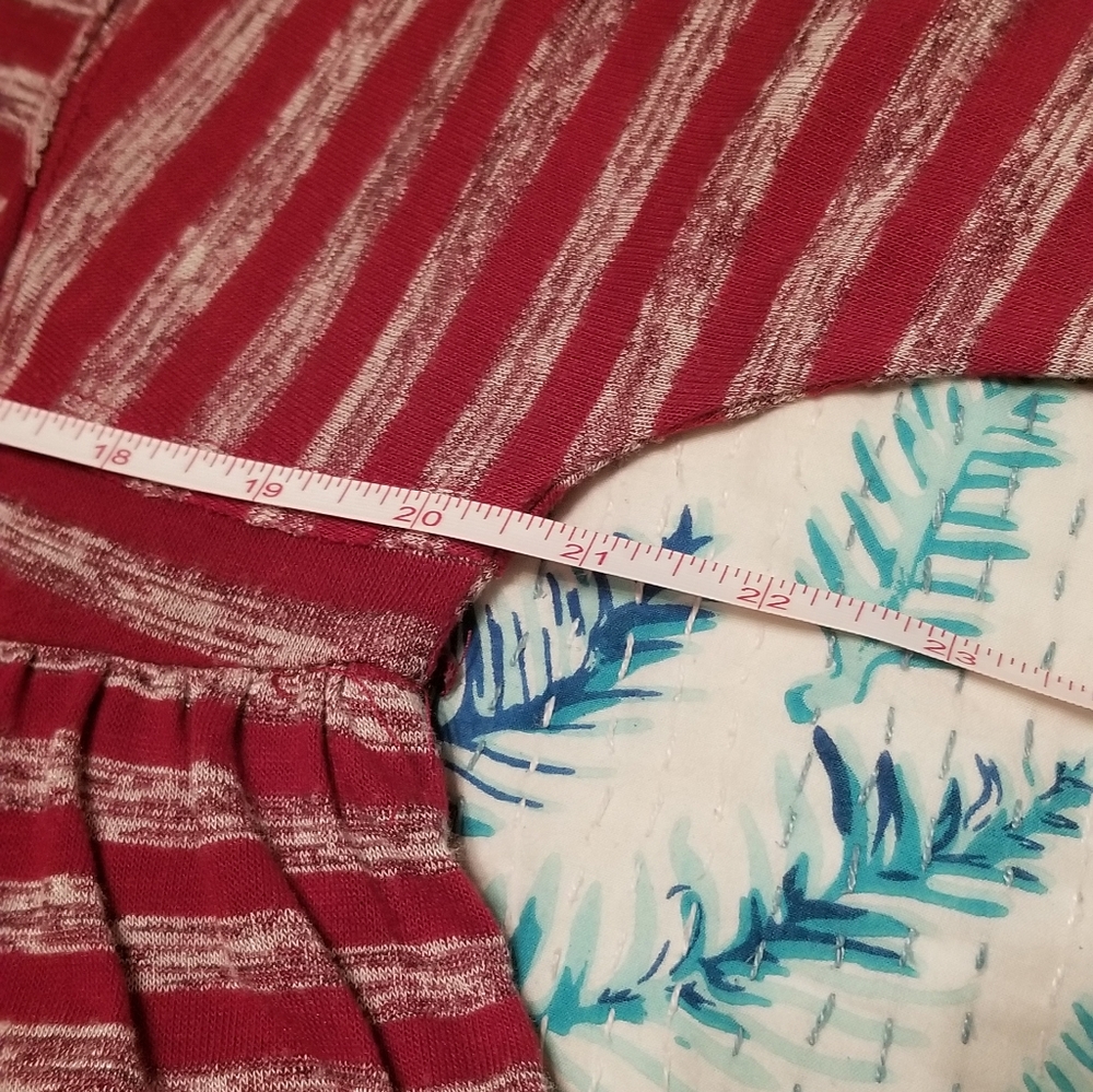 Umgee Heather Gray and Red Striped Ruffle Top - Picture 7 of 10